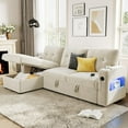thumbnail image 3 of 84 in Sleeper Sofa Couch, L-Shaped Sofa, Convertible Pull Out Sofa Bed with Storage, Charging Station, Led Lights, Modern Sectional Sofa for Living Room, Apartment, Beige Chenille, 3 of 8