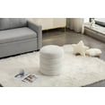 thumbnail image 6 of Round Storage Ottoman, Boucle Fabric with Wooden Shelving, Flip-Top Dual-Use Design, Versatile Footstool for Living Room, Bedroom & Vanity, White, 6 of 8