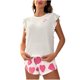 thumbnail image 2 of Puntoco Conjunto de pijama de moda para mujer, con cuello redondo, estampado ondulado, sin mangas, cintura elástica y cordones, 2 of 4