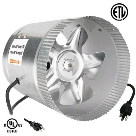 iPower 6 Inch 240 CFM Booster Fan Inline Duct Vent Blower for HVAC Exhaust and Intake 5.5' Grounded Power (Best Way To Vent A Bathroom Exhaust Fan)
