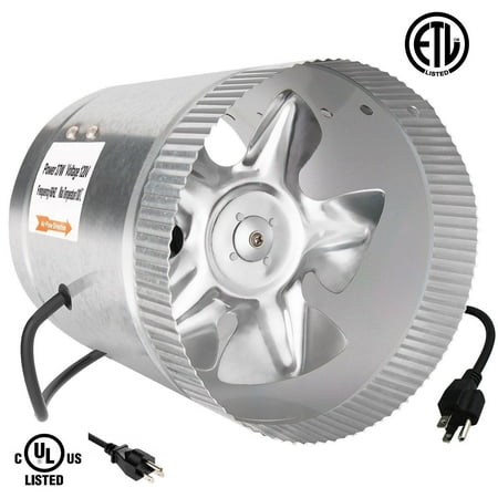 iPower 6 inch 240 CFM Booster Fan Inline Duct Vent Blower for HVAC Exhaust and Intake 5.5  Grounded Power Cord