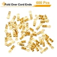 thumbnail image 3 of 600 Pcs Fold Over Cord Ends, 8.1x1.2mm Ribbon Crimp Ends Cap, Clasp Tips for Leather Craft Making Diy (Light Gold), 3 of 6