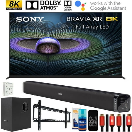 Sony XR75Z9J 75 inch Z9J Bravia XR Master Series 8K LED HDR Smart TV Bundle with Deco Gear Home Theater Soundbar