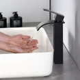 thumbnail image 1 of Grifo mezclador de lavabo negro moderno con caño alto en cascada, grifo negro fuera del fregadero, grifo mezclador de baño negro, grifos de latón negro, 1 of 5