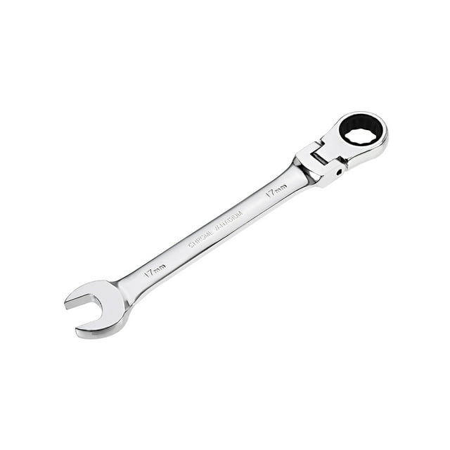 Llave de combinación de cabeza flexible de 17 mm Uxcell con 72 dientes y extremo de caja, acero CR-V