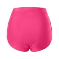thumbnail image 6 of Linfrsh Women Mid Rise Bikini Bottoms Full Coverage Swimsuit Ruched Swim Bottom Hot Pink,L, 6 of 6