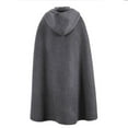 thumbnail image 5 of Hariumiu Woolen Cloak Coat Women Winter Cape Hooded Loose Mid Length Thick Warm Solid Color Keep Warm Wide Open Outdoor Cloak Shawl Women Hooded Cape, 5 of 6
