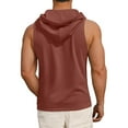 thumbnail image 3 of BiZtdJrK Men's Workout Hooded Tank Tops Sleeveless Gym Cotton Vest Hoodies Muscle Fit Cut Off Shirt Solid Casual Button V Neck Henley Shirts Red XXL, 3 of 8