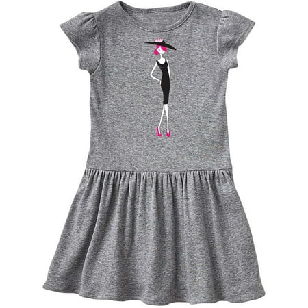 

Inktastic French Girl Fashion Girl Pink Hair Black Dress Gift Toddler Girl Dress
