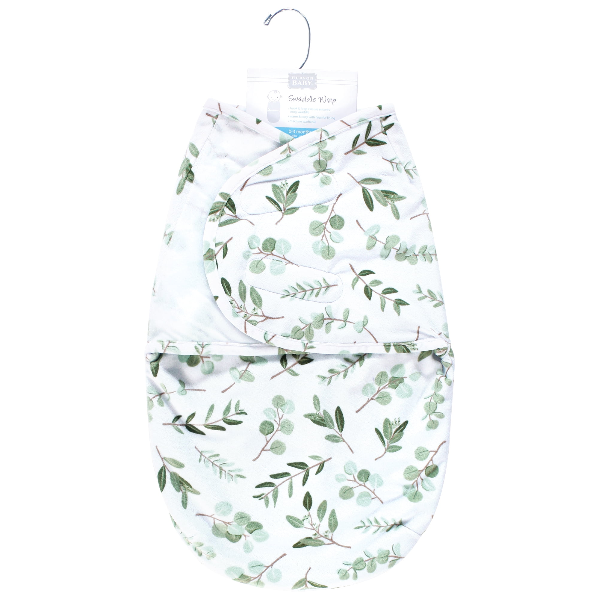 Hudson Baby Unisex Baby Plush Faux Fur Swaddle Wrap, Eucalyptus, 0-3 Months