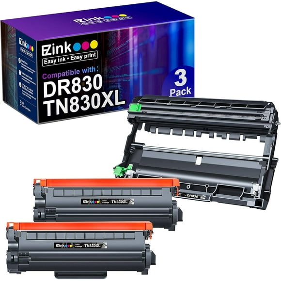 E-Z Ink Compatible TN830XL Toner Cartridges DR830 Drum Unit Replacement for Brother TN830XL Toner Cartridges DR830 Drum Unit for HL-L2460DW DCP-L2640DW HL