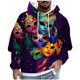 thumbnail image 2 of Sudadera con capucha para hombre, estilo casual, con cuello redondo, estampado, manga larga, blusa de poliéster, 2 of 5