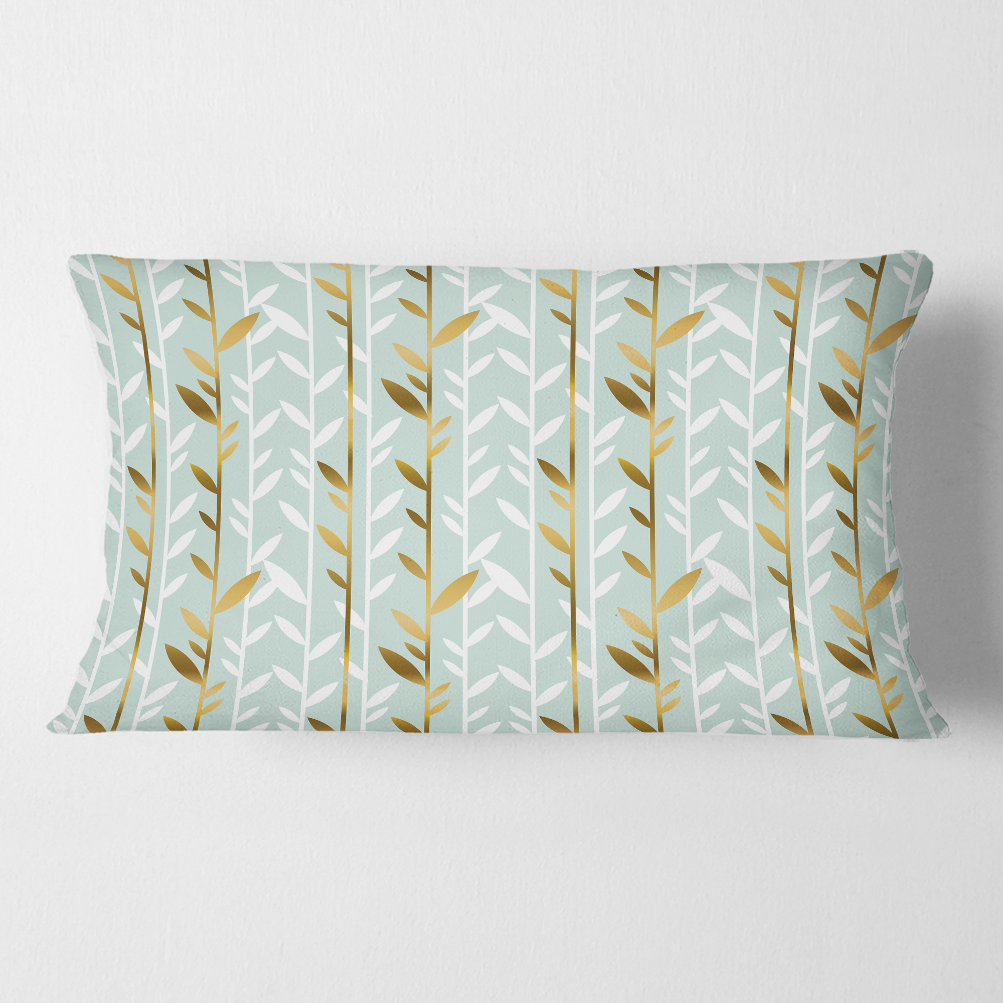 Designart Golden Foliage I' Mid-Century Modern Throw Pillow - 12x20