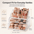 thumbnail image 6 of GAZILY® 3-Tier Clear Makeup Organizer with 2 Drawers for Vanity Countertop, Divided Cosmetic Storage for Lipstick, Brushes, Palettes and Skincare, 6 of 7
