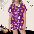 thumbnail image 2 of Weebloom Halloween Toddler Girls' Pajama Sets Cute Ghost Soft Satin Pajamas Short Sleeve Button Down Shirt And Shorts Cute Printed For Holiday Party Sleepwear Nightwear Pjs Loungewear 4-5 Years, 2 of 4