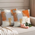thumbnail image 2 of Burnt Orange Outdoor Waterproof Pillow Covers, Modern Geometric Grey Oil Painting Abstract Decorative Square Throw Pillowcase Sofa Cushion Sham for Patio/Couch/Chair, 18"x18" 2 Pack, 2 of 8