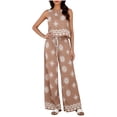 thumbnail image 2 of Zynoxe 2 Piece Sets for Women Going Out Comfy Crew Neck Sleeveless Crop Top Drawstring Waist Wide Leg Pants Suit Stylish Geometric Print Summer Sets Versatile Casual Beach Vacation Outfits S, 2 of 7