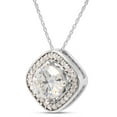 thumbnail image 2 of 1 1/10 Carat 6.5MM Round Cut Lab Created Moissanite Diamond Halo Pendant Necklace In 10K Solid White Gold Jewelry For Women With 18" Chain (G-H Color, VVS1 Clarity, 1.10 Cttw), 2 of 7