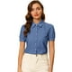 thumbnail image 1 of Blusa Vaquera De Manga Corta Con Botones Y Cuello En Punta Para Mujer Azul L, 1 of 5