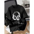 thumbnail image 1 of A Youth Casual Short-Sleeve T-Shirt with a Round Neck, Featuring a Headphone Design, Made from Slightly Stretchy Knitted Fabric, Suitable for Spring And Summer, Ideal for Outdoor Men'S Sportswear., 1 of 8