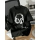 thumbnail image 1 of Una camiseta informal juvenil de manga corta con cuello redondo, con diseño de auriculares, confeccionada en tejido de punto ligeramente elástico, adecuada para primavera y verano, ideal como ropa dep, 1 of 5