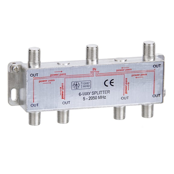 ACCL 6-Way Splitter 5-2050MHz F-Type, 1 Pack