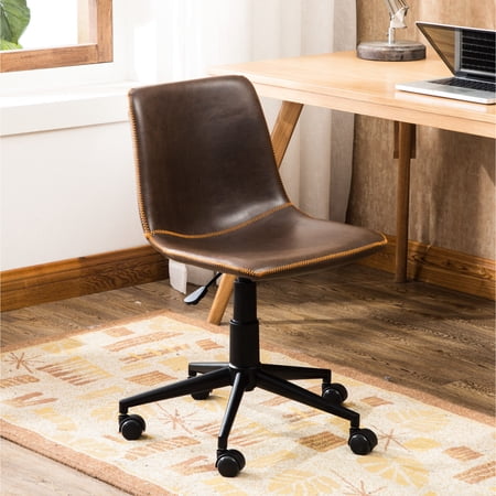 brown faux leather swivel chair product