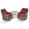 thumbnail image 5 of POCASSY 3 Pieces Patio Furniture Set with 6-Inch Thick Cushions Outdoor Swivel Patio Chairs Set of 2, Outdoor Brown Wicker Swivel Glider Rocking Chairs with Side Table for Porch Deck - Gray, 5 of 11