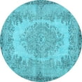 thumbnail image 1 of Ahgly Company Indoor Round Persian Light Blue Traditional Area Rugs, 4' Round, 1 of 4