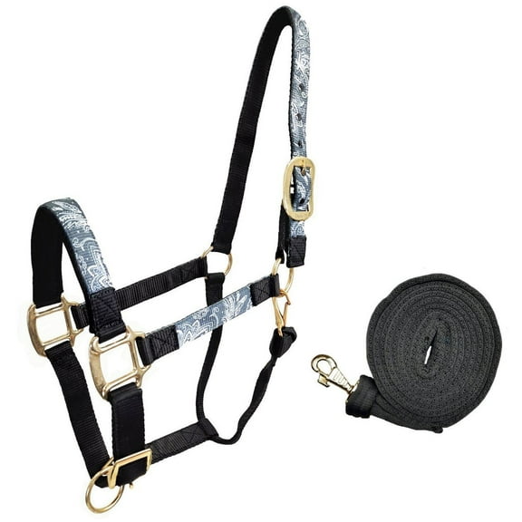 Tahoe Tack Padded Overlay Nylon Adjustable Halters With Matching 10' Lead for Full Horses
