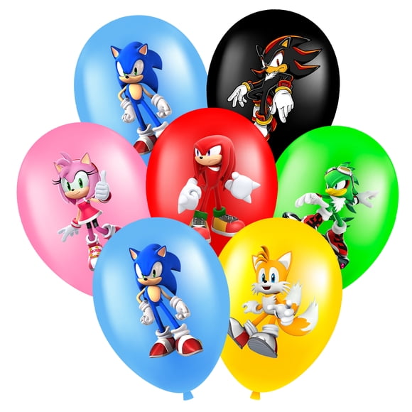 Sonic Balloons, 30 Pcs Sonic Birthday Balloons for Sonic Birthday Party Supplies, Including 6 Styles and Patterns, Perfect for Sonic Party Decorations, Sonic Birthday Decorations