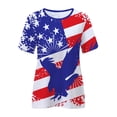 thumbnail image 3 of OAVQHLG3B 4th of July Outfits for Women American Flag T Shirt Summer Tops for Women Tops Printe Casual Loose Fit Tee Shirts Blouse Print Round-neck Shirt, 3 of 4
