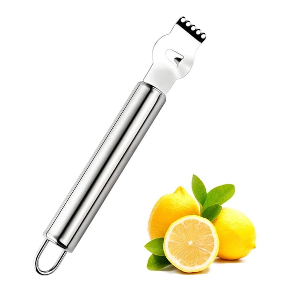 Stainless Steel Lemon Grater Zester & Orange Peeler Tool - 2-in-1 Kitchen Gadget for Zesting, Garnishing, and Easy Peeling - for Home Cooks & Bartenders Silver
