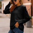 thumbnail image 2 of Blusa de Manga Larga Cuello Redondo Ajuste Suelto Suave Transpirable Color Puro Mujer Top Casual para la Fecha de Trabajo Compras Negro XL, 2 of 5