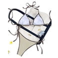 thumbnail image 5 of Stamzod Triangle Bikini Sets for Women Two Piece Drawstring Bathing Suits High Cut Cheeky Swimsuit Summer Beach Swimwear Khaki-1 L, 5 of 5