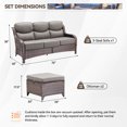 thumbnail image 2 of Planntonneo 3 Pieces Patio Furniture Sets-All Weather Wicker Rattan 3-Seat Sofa Set with 6" Cushion and Multifunctional Ottomans for Deck Backyard, Brown/Grey, 2 of 7