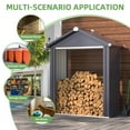 thumbnail image 2 of YODOLLA 2 x 5 ft. Outdoor Firewood Storage Rack, Waterproof Metal Log Carrier Holder Organizer for Garden& Patio in Gray, 2 of 7