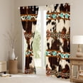 thumbnail image 3 of Castle Fairy Farmhouse Animal Cow Print Blackout Curtains Set of 2 (52x84 Each) for Boys Girls Teens,Abstract Aztec Window Curtains,Southwestern Style Curtains and Drapes,Microfiber Bedroom Decor, 3 of 6