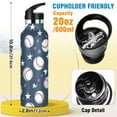 thumbnail image 2 of Kids Insulated Stainless Steel Sports Water Bottle 600ml (20oz), BPA-Free Baseball Stars Pattern, 2 of 6