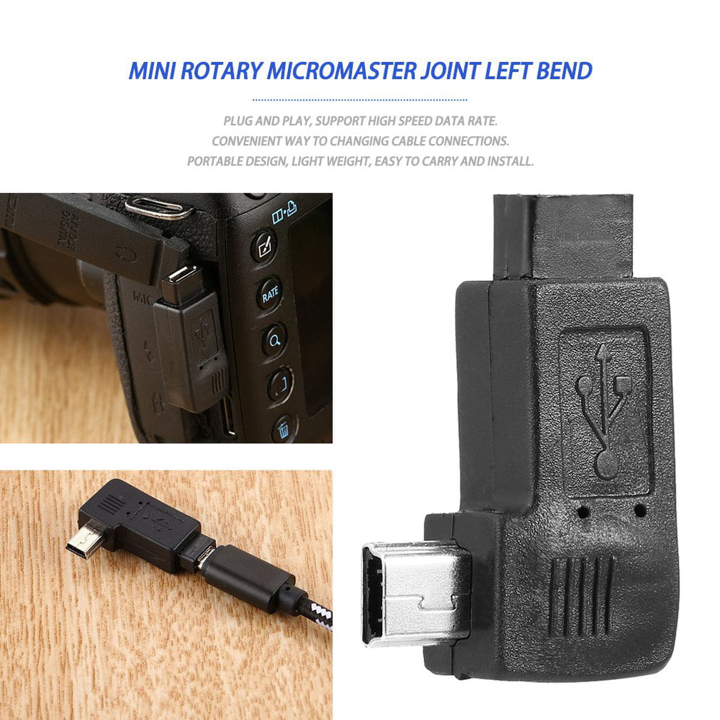 Cable Length: Other Occus Black Light Weight Mini 5 Pin Male to Micro USB 5 Pin Female 90 Degrees Left/Right Angle Adapter Converter Plug and Play
