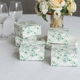 thumbnail image 4 of Efavormart 25 Pack White Green Eucalyptus Leaves Print Paper Gift Boxes, Cardstock Party Shower Candy Favor Boxes - 4"x4"x2", 4 of 5