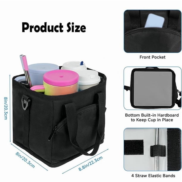 Bolsa de tela para transportar bebidas,plegable y portátil,soporte multiusos para café,leche,té y botellas de agua.Organizador de vasos para viajes al aire libre,camping,transporte público y