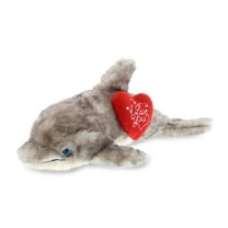 Dollibu Large Gray Dolphin I Love You Heart Message Stuffed Animal 16.5 Inch, For Boyfriend Or Girlfriend, Cute Teddy Bear With Heart Plush Toy For Friend, Romantic Anniversary Or Valentine'S Day Gift