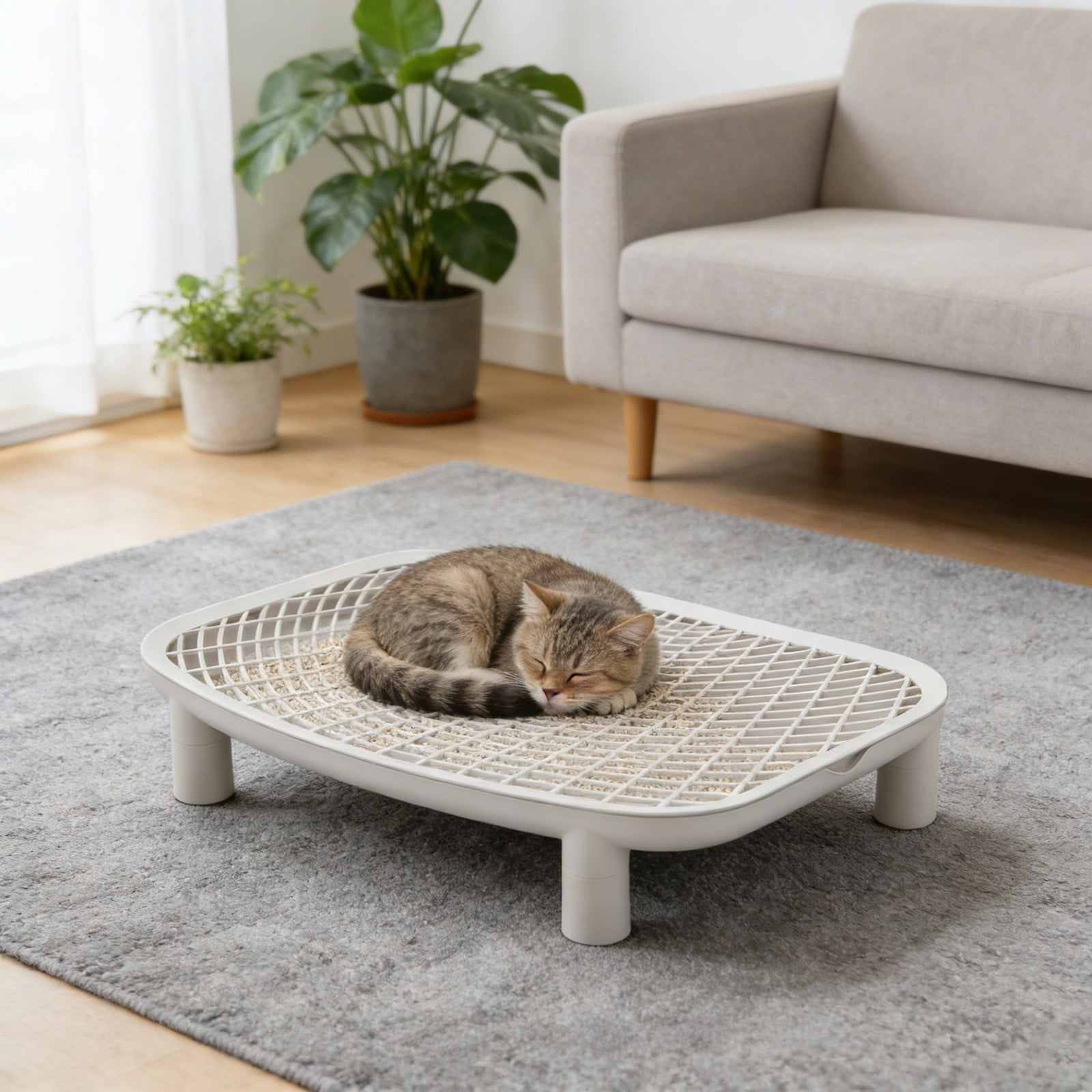 Cat Litter Box Step Mat 18.1"x11.8"x3.5", Double Layer Litter Catcher & Trapper, Waterproof Non- Easy Clean Mat for Large Litter Boxes, Pedal Step for Dorm Living Room Home