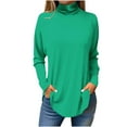thumbnail image 2 of Tawop Women Shirts Womens Long Sleeve Shirts High Neck Drop Shoulder Green L(Us:8), 2 of 4