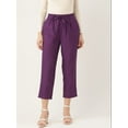 thumbnail image 2 of DressBerry - By Myntra Women Purple Cropped Solid Mid-Rise Regular Fit Polyester Ready to Wear Flat-Front Regular Trousers With Pockets, 2 of 8