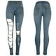 thumbnail image 3 of Puntoco Moda Mujer Sólido Delgado Denim Ripped Chain Big Hole Jeans Pantalones Lápiz Pantalones Puntoco Puntoco-6145, 3 of 9