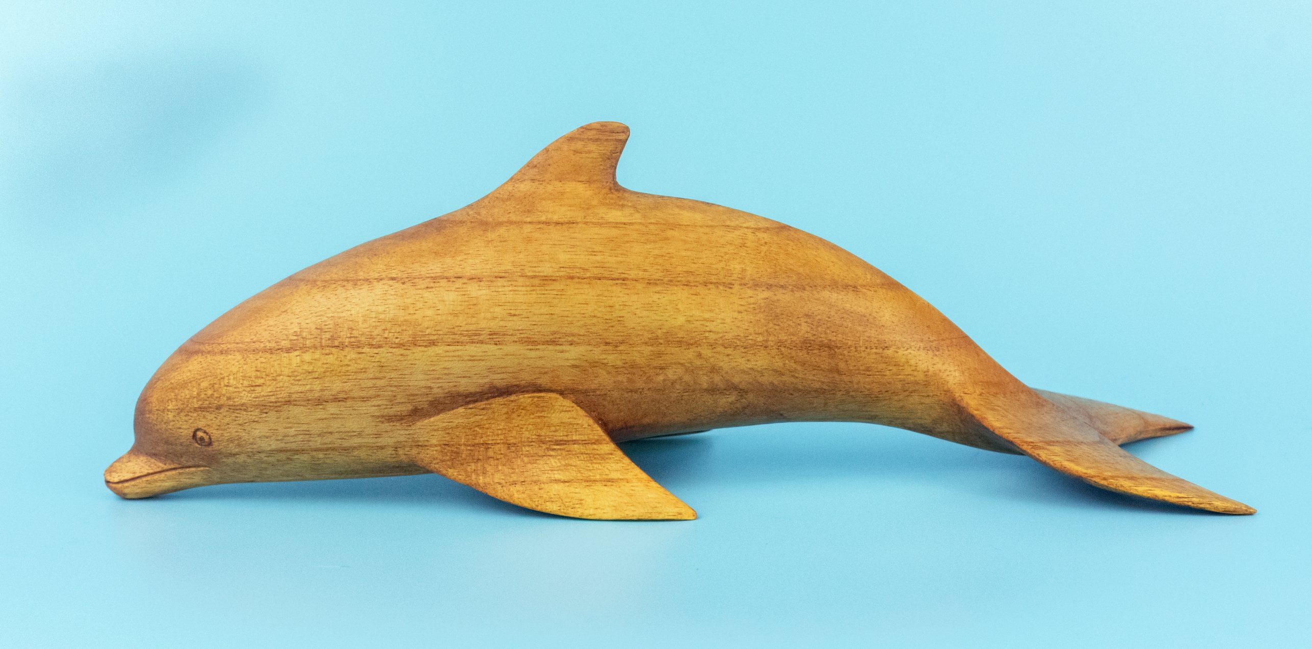 Wooden Hand Carved Dolphin Statue Sculpture Wood Home Decor Accent