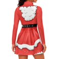 thumbnail image 4 of Aplkyhs Women's Tennis Dress with Built-in Shorts Pocket Red Santa Christmas Long Sleeve 1/4 Zip Athletic Tennis Skort Dress Moisture Wicking 2 Piece Athletic Workout, 4 of 7