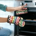 thumbnail image 2 of Pioneer Flower Kitchen Oven Mitt and Pot Holder Sets 4 Pcs for Baking, Cooking and Grilling, Heat Resistant Up To 392 °F, 2 of 7